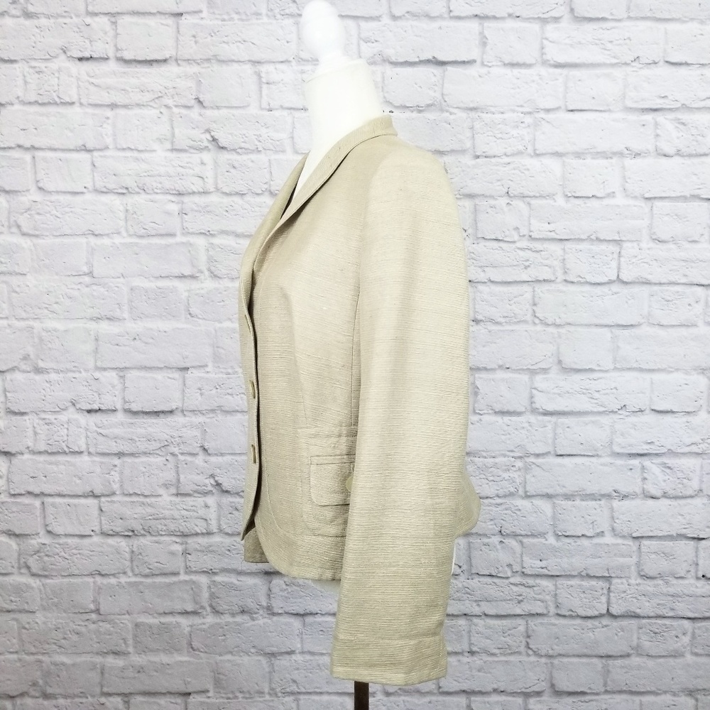 Akris Punto light tan silk 3 button side pockets blazer women's size 10 - Picture 9 of 9